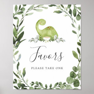Undertecknande av favoriter i Dinosaur Baby Shower Poster