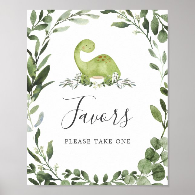 Undertecknande av favoriter i Dinosaur Baby Shower Poster (Framsidan)