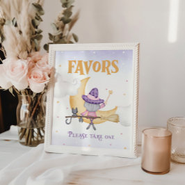 Undertecknande av favoriter i Halloween Cute Witch Poster