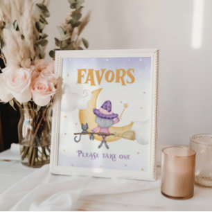 Undertecknande av favoriter i Halloween Cute Witch Poster
