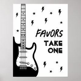 Undertecknande av favoriter i rock and roll Guitar Poster