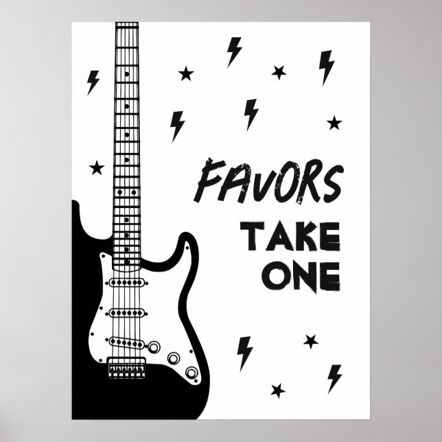 Undertecknande av favoriter i rock and roll Guitar Poster (Framsidan)