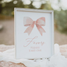 Undertecknande av favoriter i rosa Bow Girl Baby S Poster