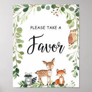 Undertecknande av favoriter i Woodland Greenery Ba Poster