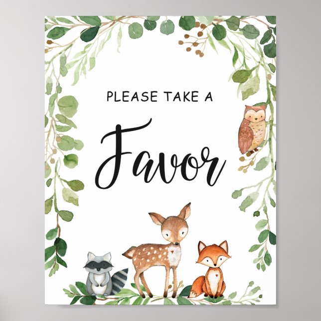 Undertecknande av favoriter i Woodland Greenery Ba Poster (Framsidan)