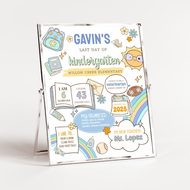 Undertecknande av förra dagskorgen i back to schoo poster (Last Day Back to School Board Sign)