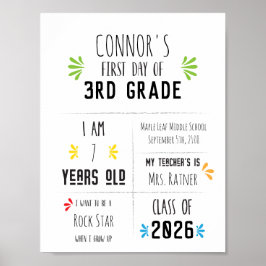 Undertecknande av första skoldagen i barn poster