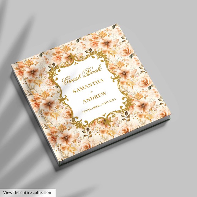 Undertecknande av gästen Bok i Bröllop i elegant v (Elegant Blush Gold Wedding Guest Book Signing)
