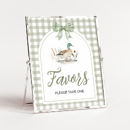Undertecknande av Gingham Mallard Anka Baby Shower Poster