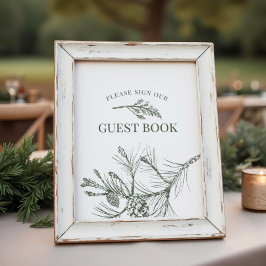 Undertecknande av Guest Bok i Rustic Gräs Bröllop Poster