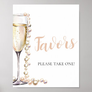 Undertecknande av guld Pearls och Prosecco Champag Poster