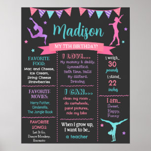 Undertecknande av Gymnastic Gymnast Birthday Miles Poster