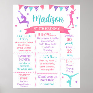 Undertecknande av Gymnastic Gymnast Birthday Miles Poster