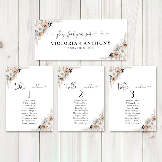 Undertecknande av ivoriansk och blå Boho Blommigt  (Skapare uppladdad)