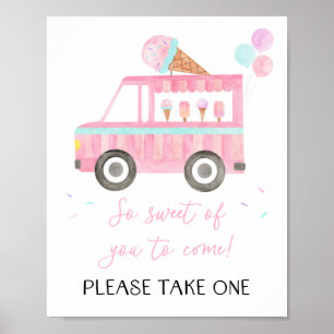 Undertecknande av jce Cream Lastbil Birthday-favor Poster
