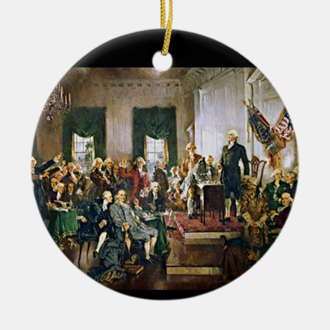 Undertecknande av konstitutionen julgransprydnad keramik (Framsidan)