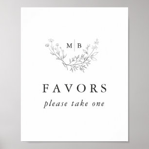 Undertecknande av minimala formella monogramsfavor poster