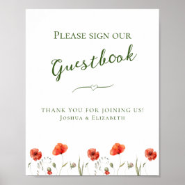 Undertecknande av minimalistisk poppies Guestbook  Poster
