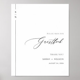 Undertecknande av minimalistisk svartvitt och vit poster