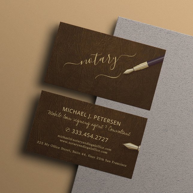 Undertecknande av notarius publicus i agent visitkort (Skapare uppladdad)