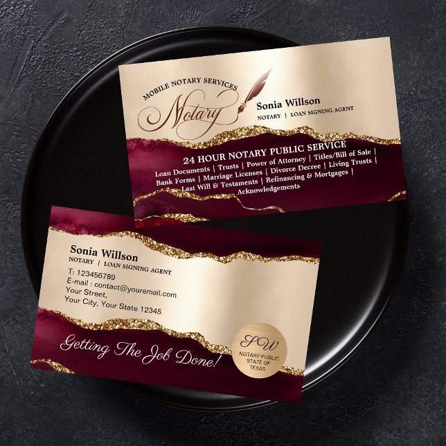 Undertecknande av offentligt notarialån visitkort (Skapare uppladdad)