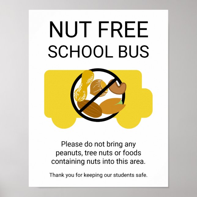 Undertecknande av Peanut & Träd Nöt Free School Bu Poster (Framsidan)