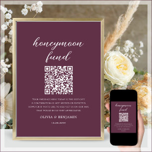 Undertecknande av Plum Honeymånfond QR-kod Bröllop Poster