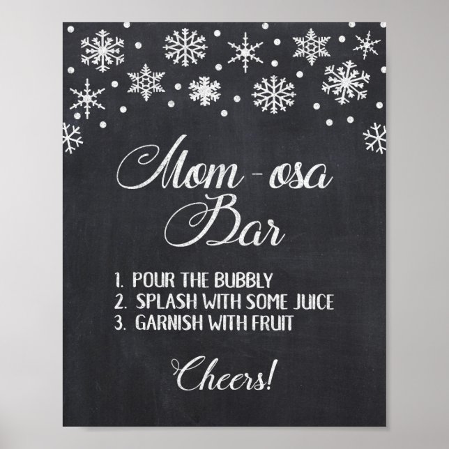 Undertecknande av Pub Winter Chalkboard Snöflingor Poster (Framsidan)