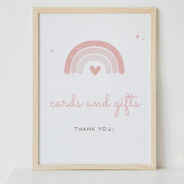 Undertecknande av regnbåge med vattenfärg och gåvo poster