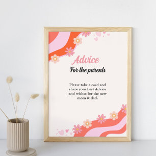 Undertecknande av Retro Groovy-Daisyns babydusch A Poster
