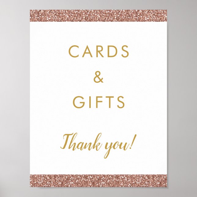 Undertecknande av Ro Guld Glitter & Guld Gift Bord Poster (Framsidan)