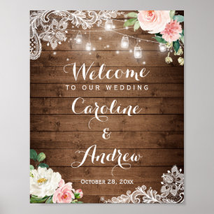 Undertecknande av Rustic Mason Burk Ljus Snöre Blo Poster