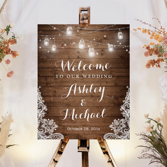 Undertecknande av Rustic Wood Mason Burk Ljus Snör Poster (Skapare uppladdad)