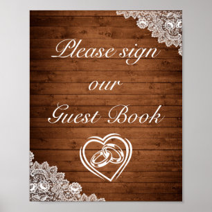 Undertecknande av Rustic Wood & White Snöre Guest Poster