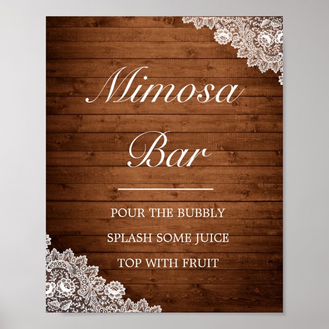 Undertecknande av Rustic Wood & White Snöre Mimosa Poster (Framsidan)