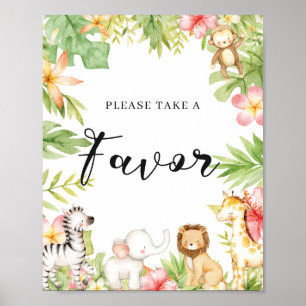 Undertecknande av safari Jungle Animals Baby Showe Poster