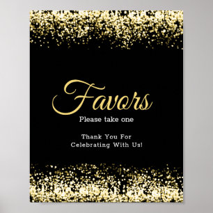Undertecknande av Svart Glitter Guld-bröllopets fa Poster