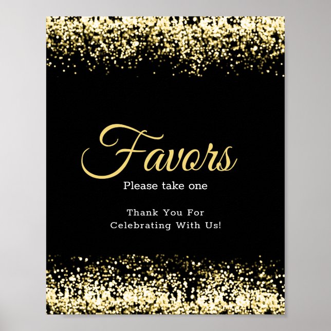 Undertecknande av Svart Glitter Guld-bröllopets fa Poster (Framsidan)