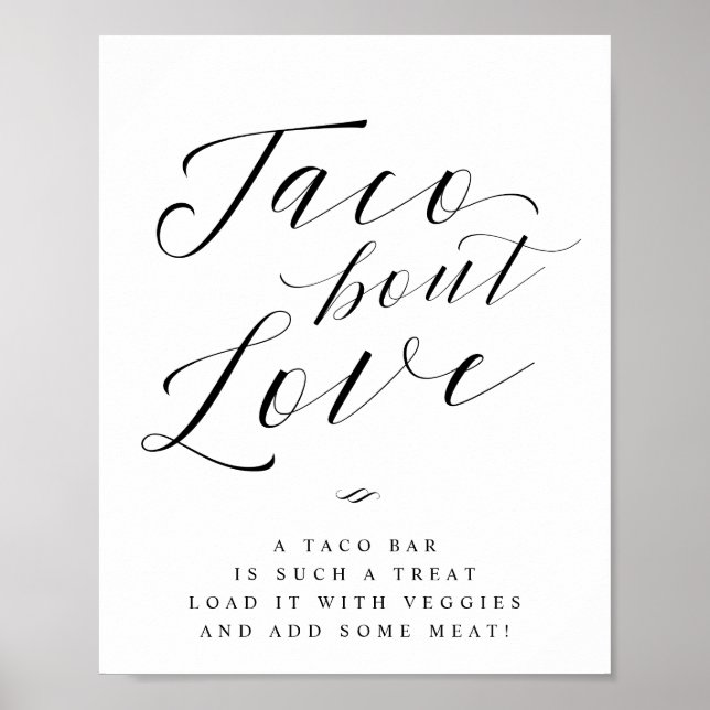 Undertecknande av Taco Bout Kärlek Taco Pub Bröllo Poster (Framsidan)