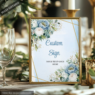 Undertecknande av Watercolor Blue Guld Glitter Gre Poster