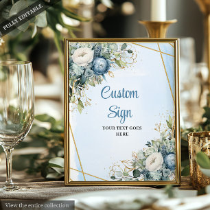 Undertecknande av Watercolor Dusty Blue Eucalyptus Poster