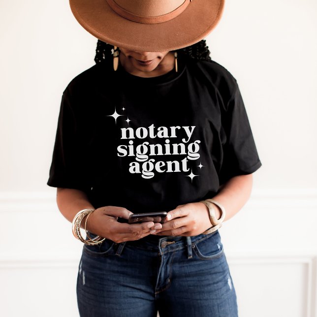 Undertecknar Agent Retro Gnistra Star Notary Black T Shirt (Skapare uppladdad)