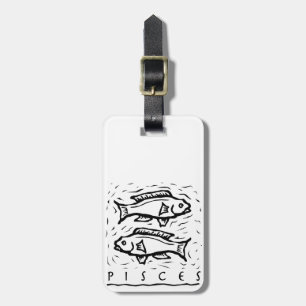 Undertecknar astrologisk Zodiac för det Pisces Bagagebricka