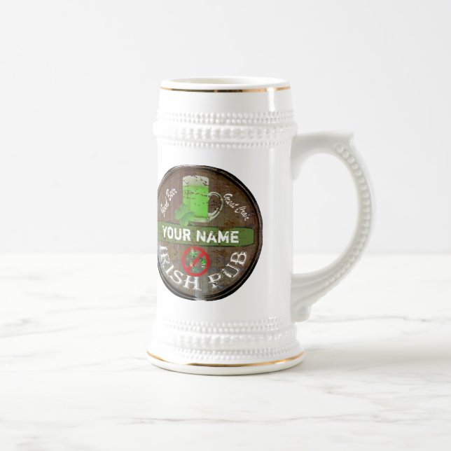 Undertecknar den irländska puben för personligen sejdel (Höger)