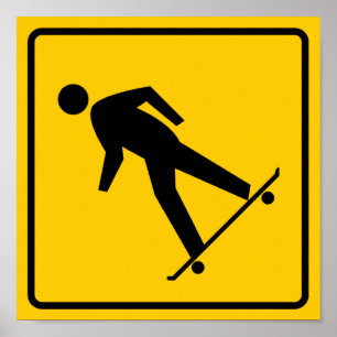 Undertecknar den zona huvudvägen för skateboarde poster