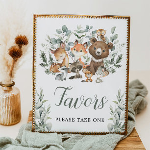 Undertecknar Eucalyptus Woodland Baby djur Party Poster