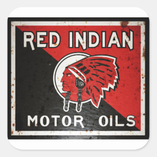 Undertecknar motorisk olja för den röda indier fyrkantigt klistermärke