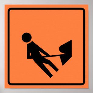 Undertecknar zon huvudvägkonstruktion för arbete poster