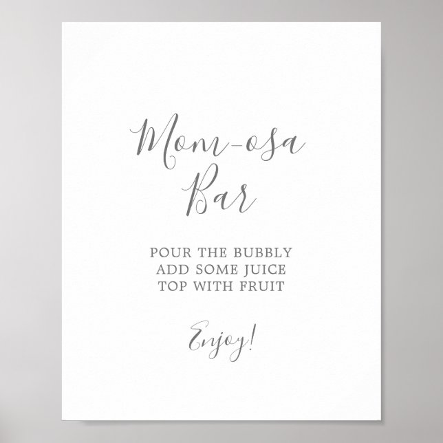 Undertecknare för minimalistiskt Silver babyduscha Poster (Framsidan)