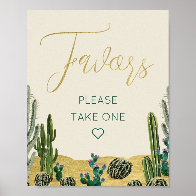 Undertecknet Boho Cactus Baby Shower Favors Poster (Framsidan)